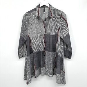 Staples Tunic Top Shirt Size Small Patchwork 3/4 Sleeve Artsy Boho‎ Grunge USA